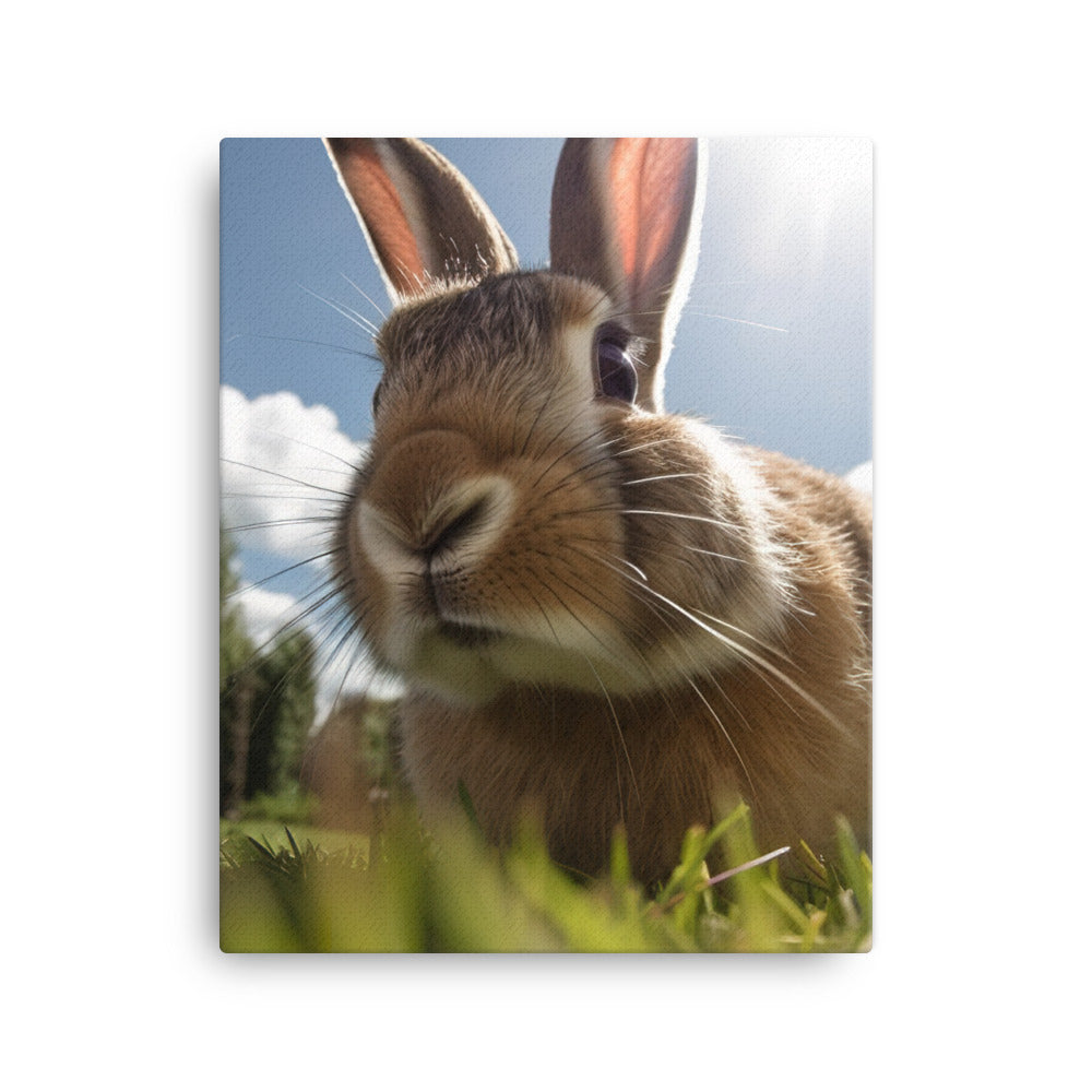 Flemish Giant Rabbit Outdoors Canvas - PosterfyAI.com