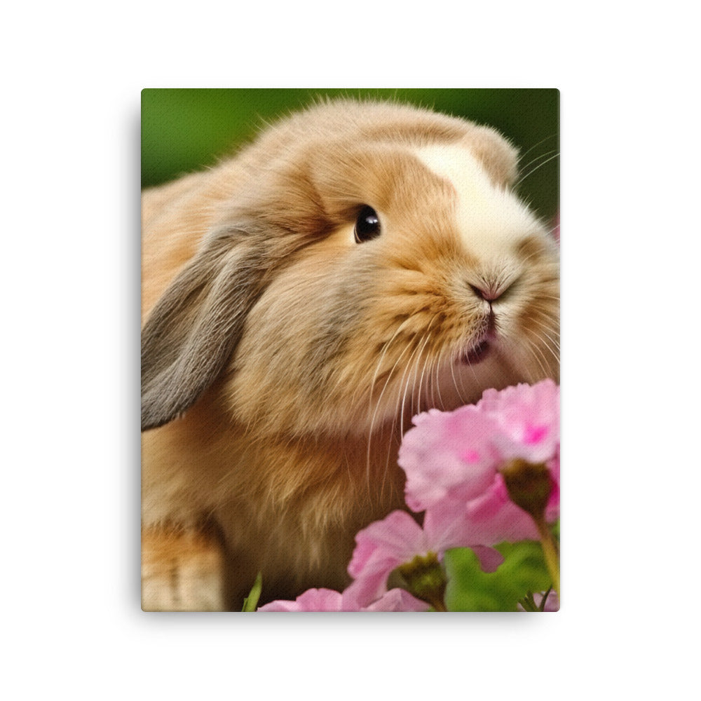 American Fuzzy Lop in the Garden Canvas - PosterfyAI.com