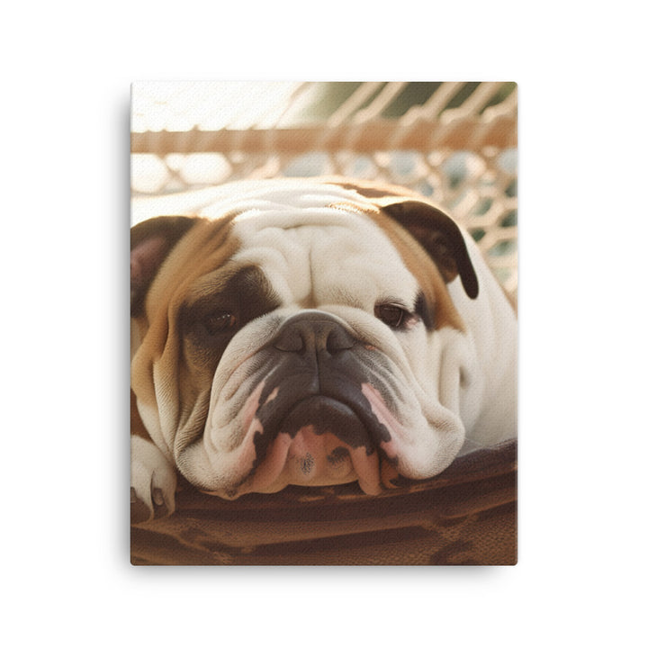 Relaxing Bulldog in the Hammock Canvas - PosterfyAI.com