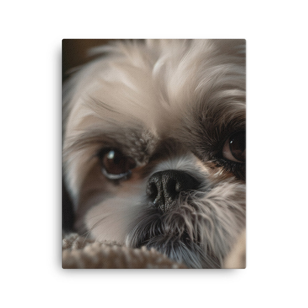 Relaxed Shih Tzu in a Cozy Home Canvas - PosterfyAI.com