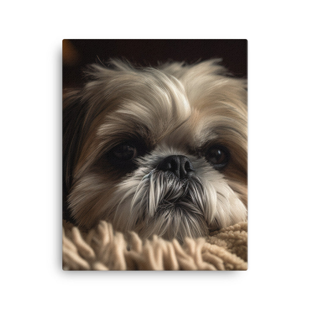 Relaxed Shih Tzu in a Cozy Home Canvas - PosterfyAI.com