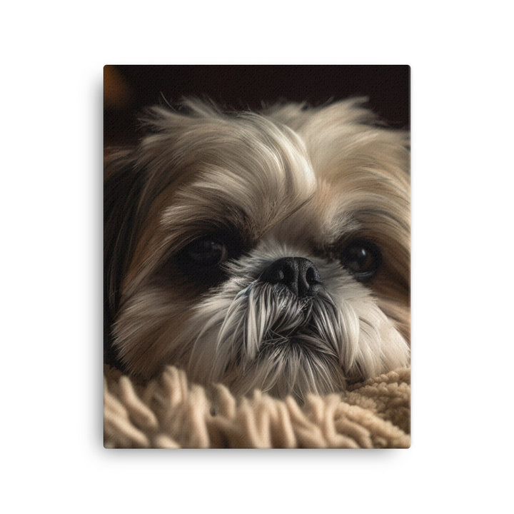 Relaxed Shih Tzu in a Cozy Home Canvas - PosterfyAI.com