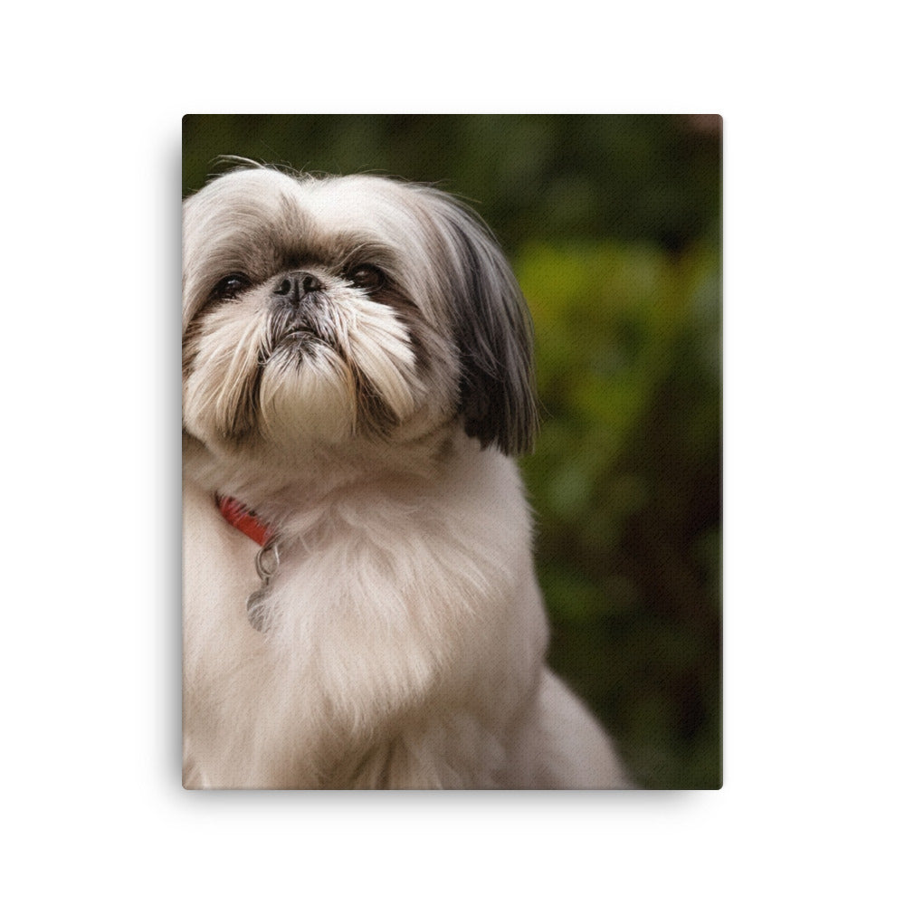 Regal Shih Tzu Posing in the Garden Canvas - PosterfyAI.com