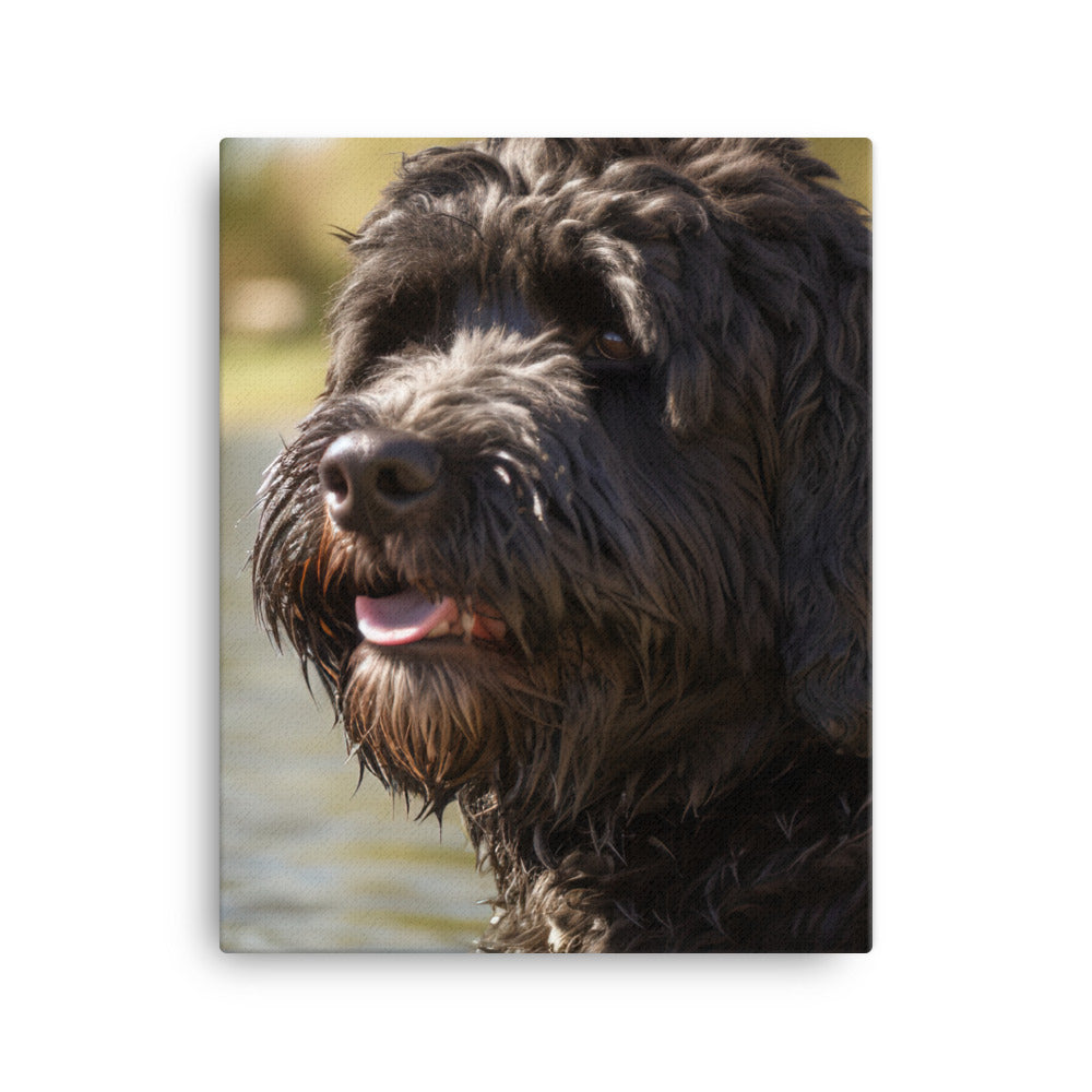 Portuguese Water Dog walk Canvas - PosterfyAI.com