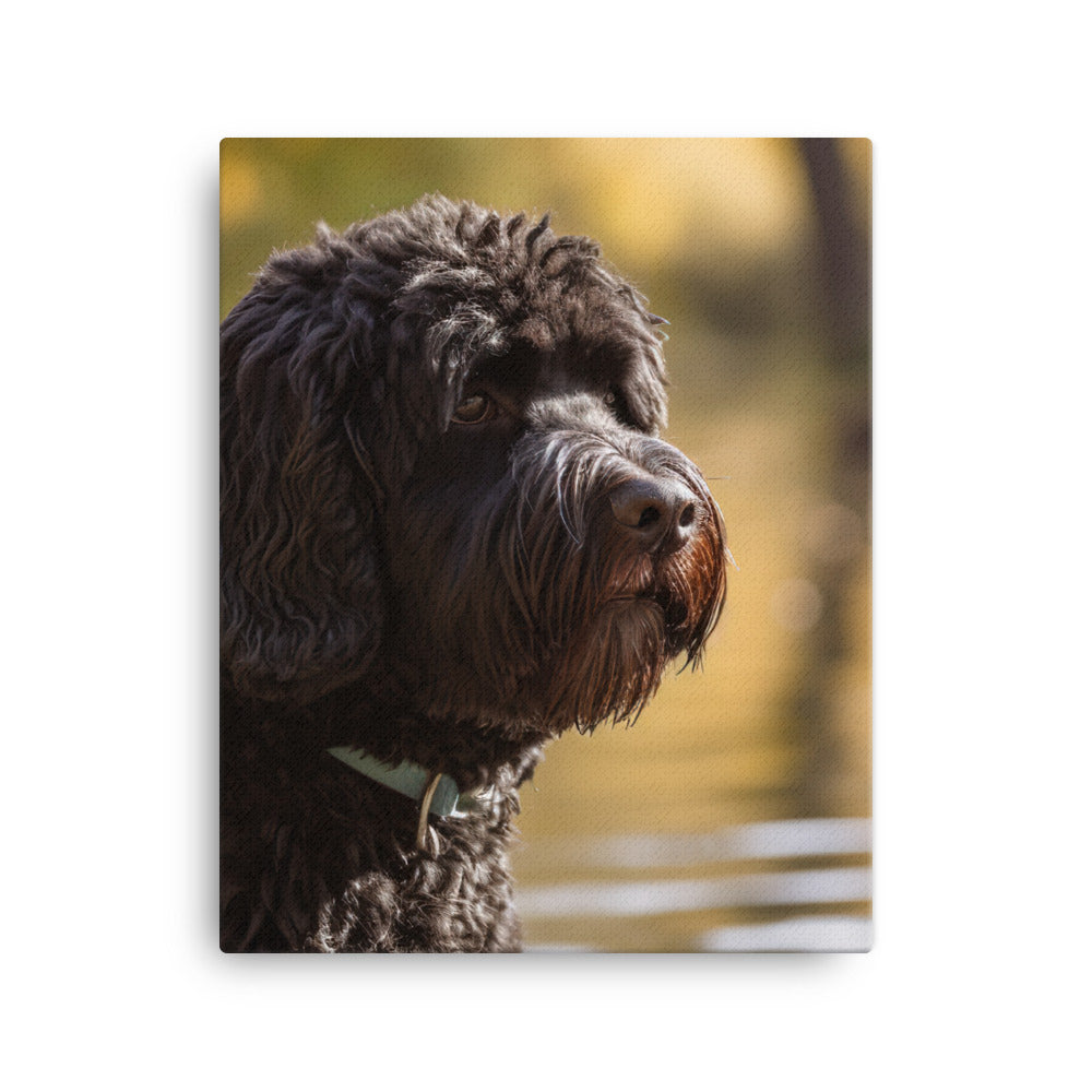 Portuguese Water Dog walk Canvas - PosterfyAI.com