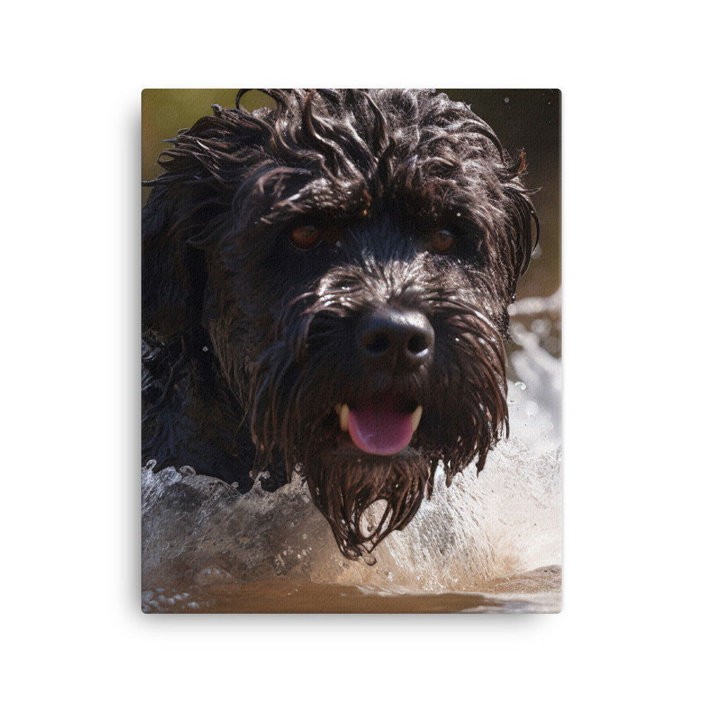 Portuguese Water Dog playing Canvas - PosterfyAI.com