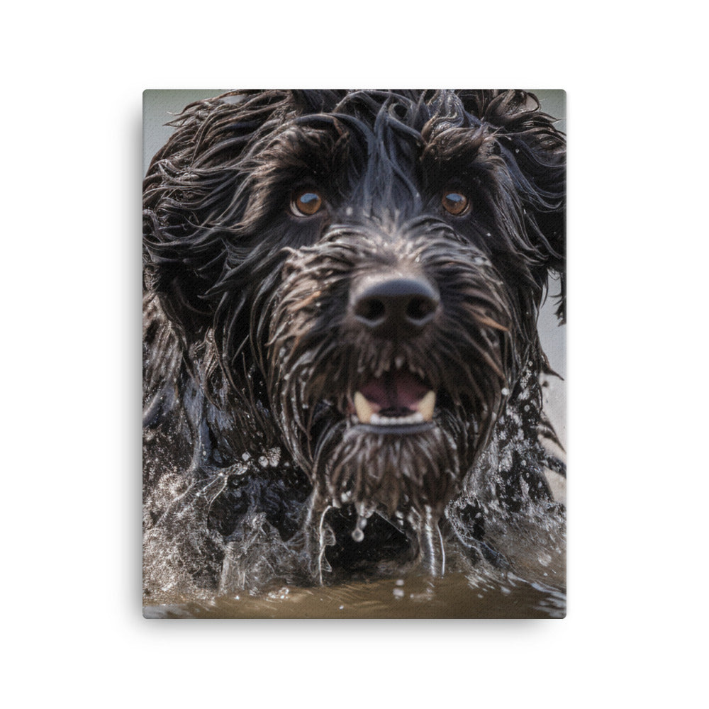 Portuguese Water Dog playing Canvas - PosterfyAI.com