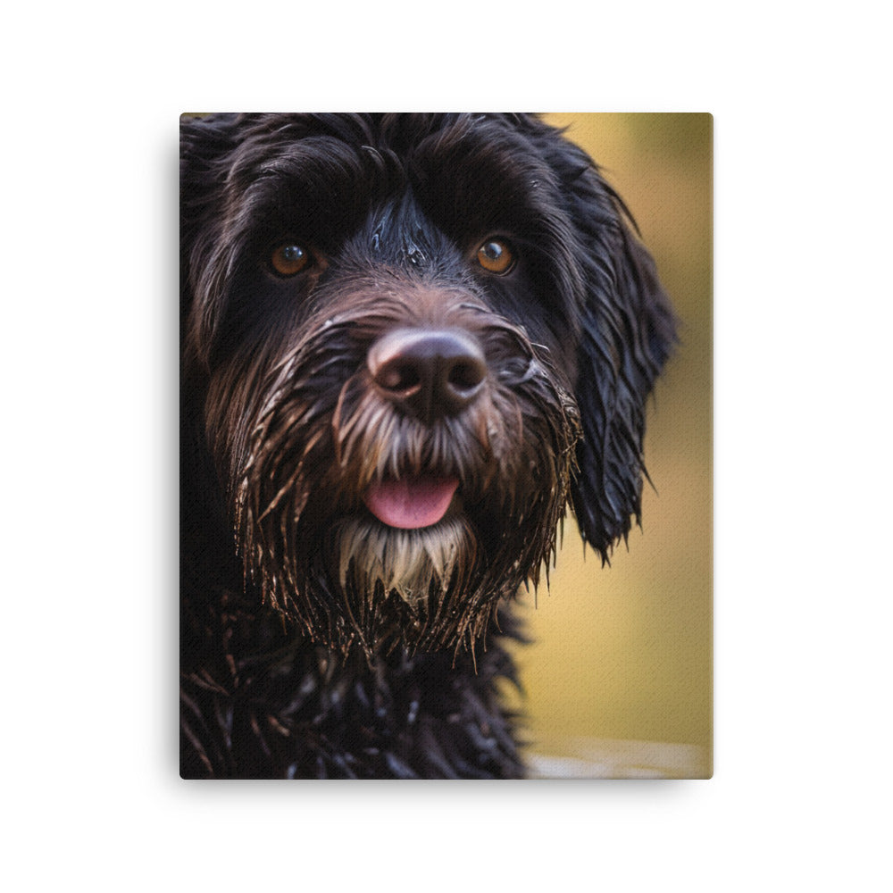 Portrait of a Portuguese Water Dog Canvas - PosterfyAI.com