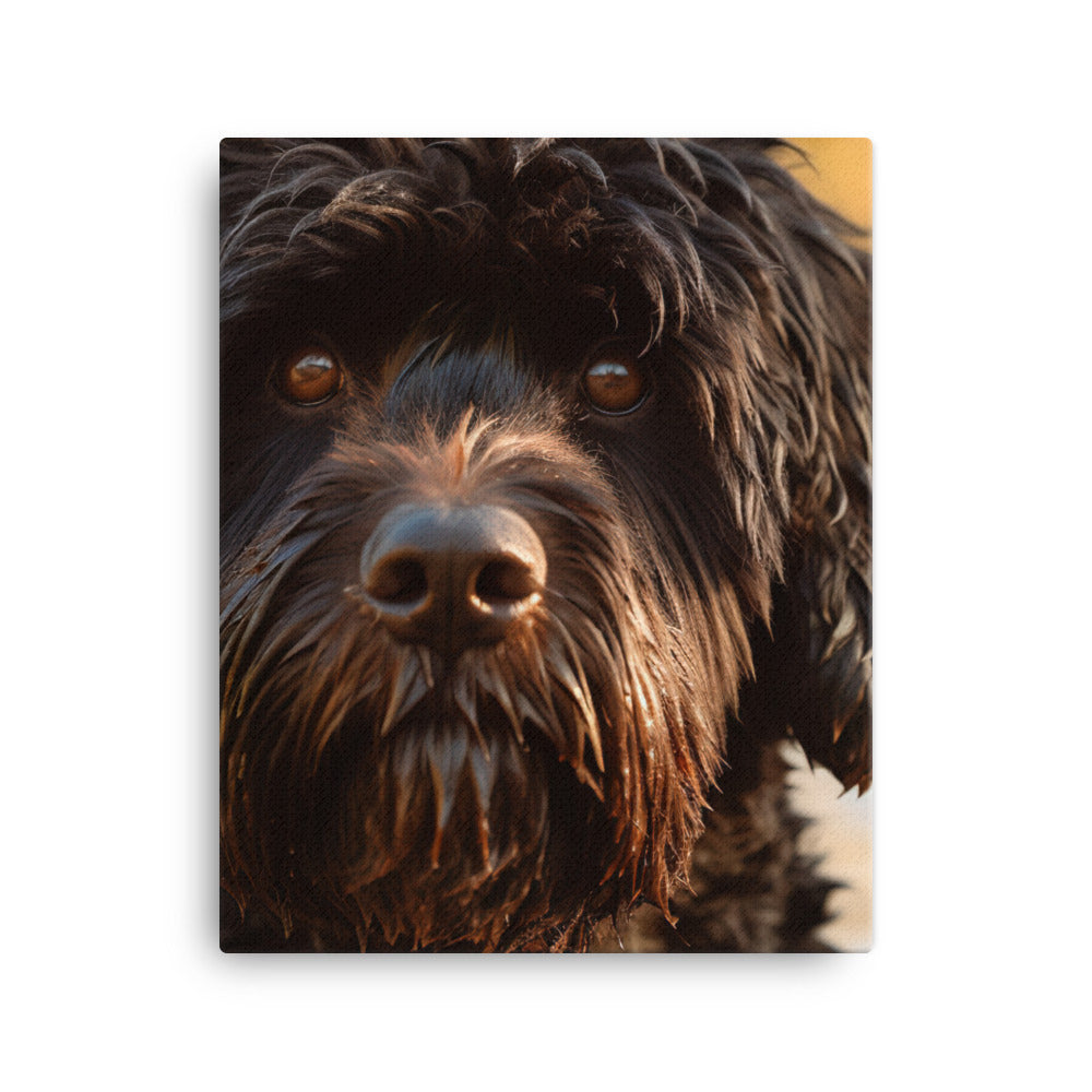 Portrait of a Portuguese Water Dog Canvas - PosterfyAI.com