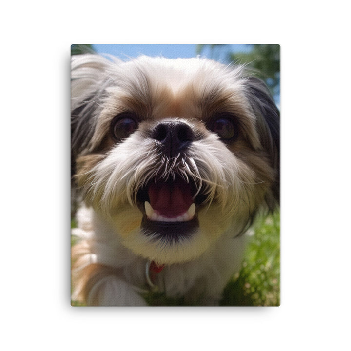 Playful Shih Tzu in a Park Canvas - PosterfyAI.com