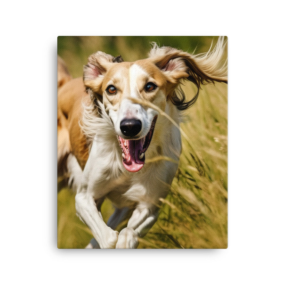 Playful Saluki Canvas - PosterfyAI.com