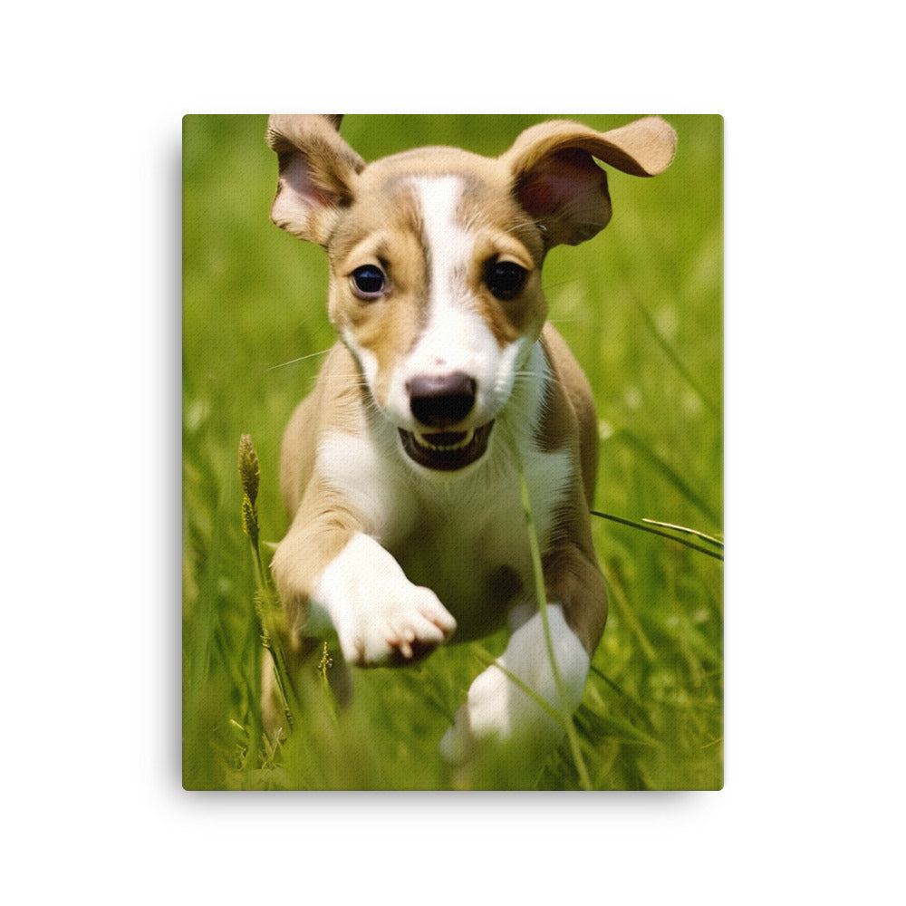 Playful Greyhound Pup Canvas - PosterfyAI.com