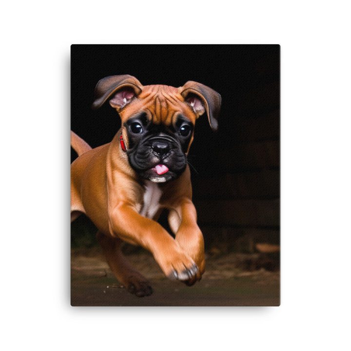 Playful Boxer Pup Canvas - PosterfyAI.com