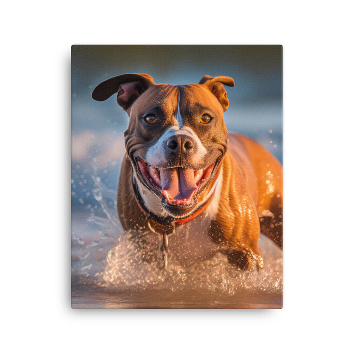 Playful American Staffordshire Terrier Canvas - PosterfyAI.com