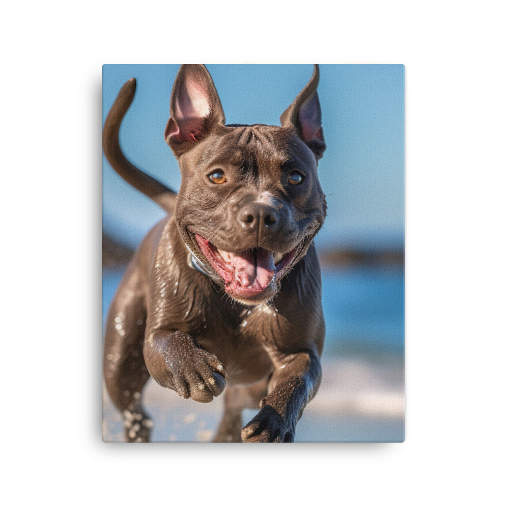 Playful American Staffordshire Terrier Canvas - PosterfyAI.com