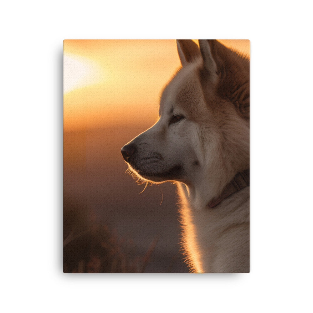 Noble Akita Gazing at the Sunset Canvas - PosterfyAI.com
