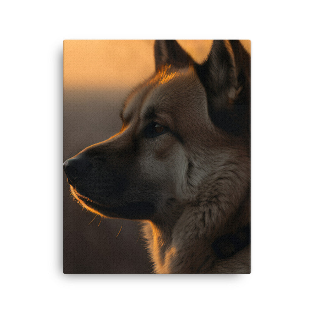 Noble Akita Gazing at the Sunset Canvas - PosterfyAI.com