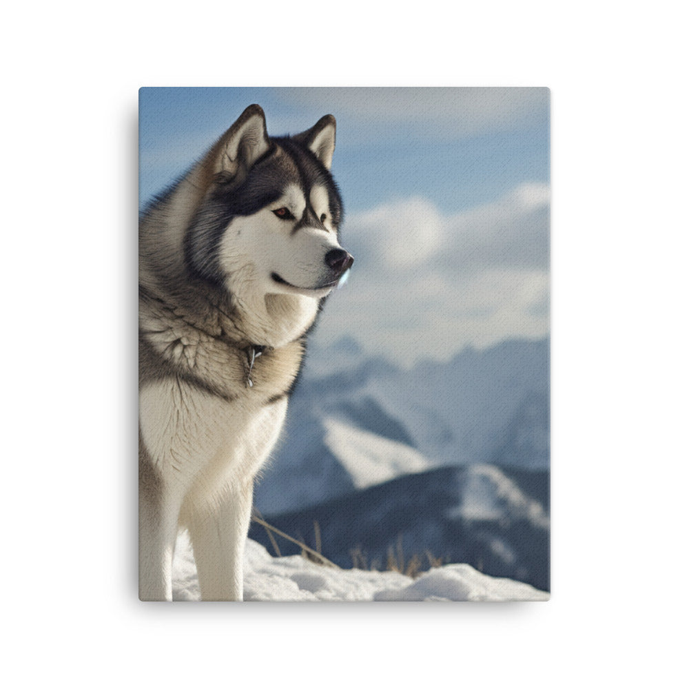 Majestic Alaskan Malamute in the Snow Canvas - PosterfyAI.com