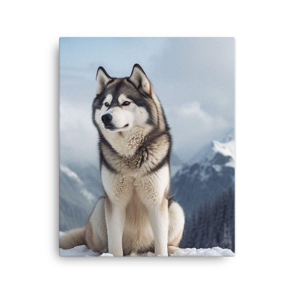 Majestic Alaskan Malamute in the Snow Canvas - PosterfyAI.com