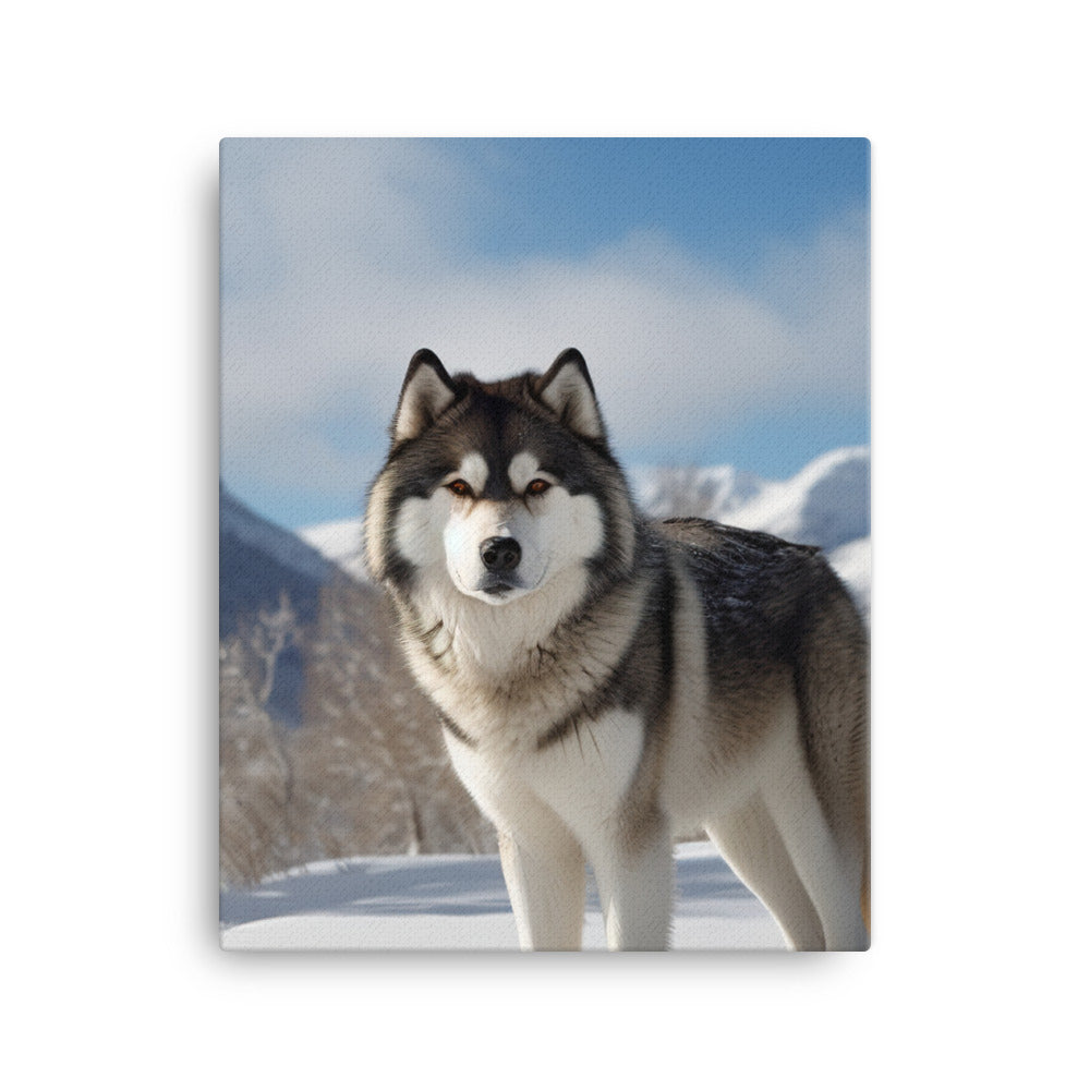 Majestic Alaskan Malamute in the Snow Canvas - PosterfyAI.com