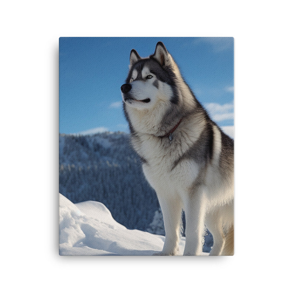 Majestic Alaskan Malamute in the Snow Canvas - PosterfyAI.com
