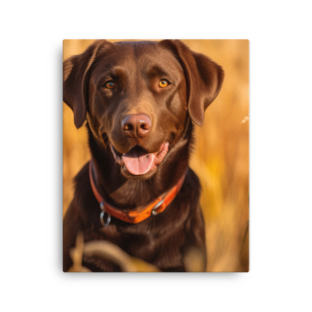 Labrador Retriever Posing in a Field Canvas - PosterfyAI.com