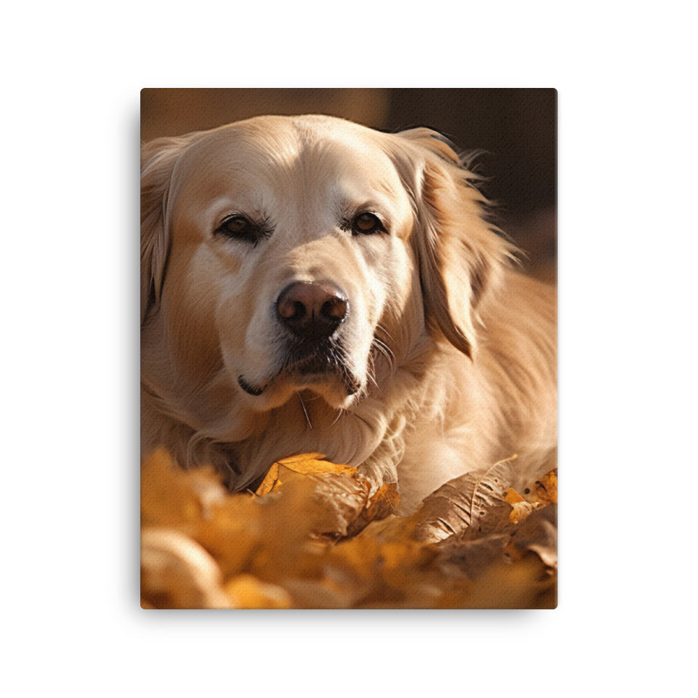 Golden Retriever in the Fall Canvas - PosterfyAI.com