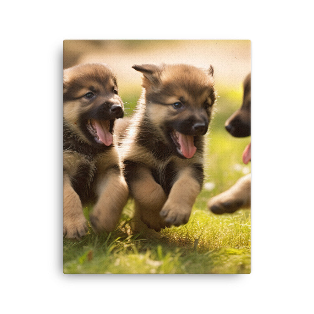 German Shepherd Puppies Canvas - PosterfyAI.com
