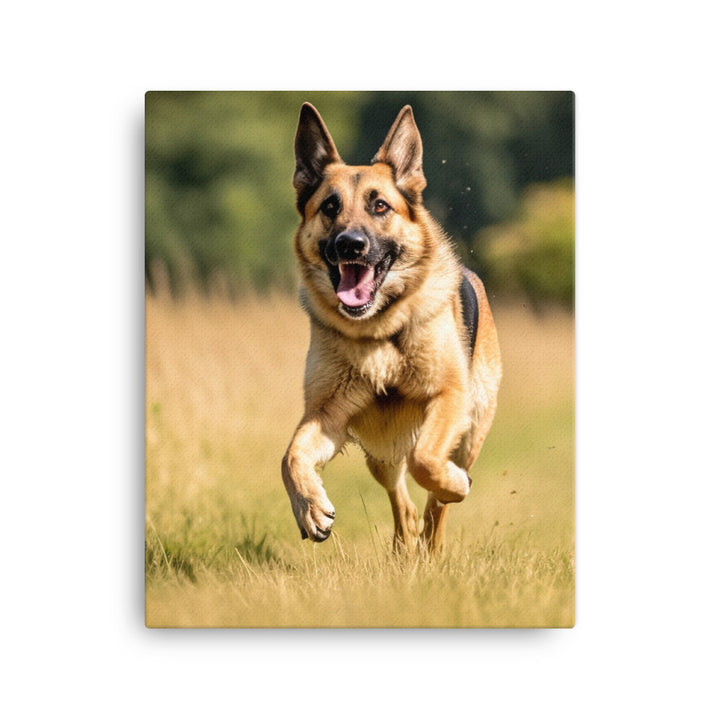 German Shepherd Playtime Canvas - PosterfyAI.com