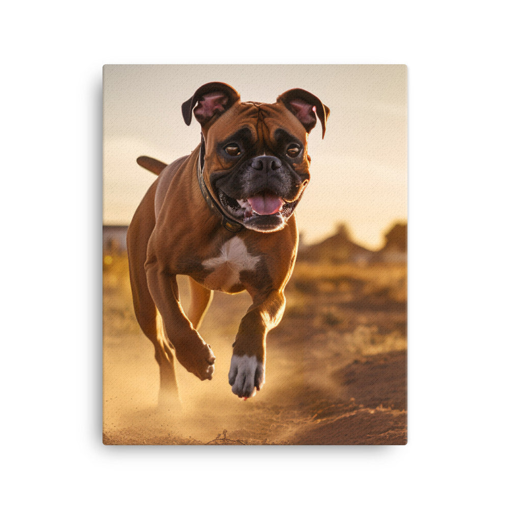 Energetic Boxer at Playtime Canvas - PosterfyAI.com