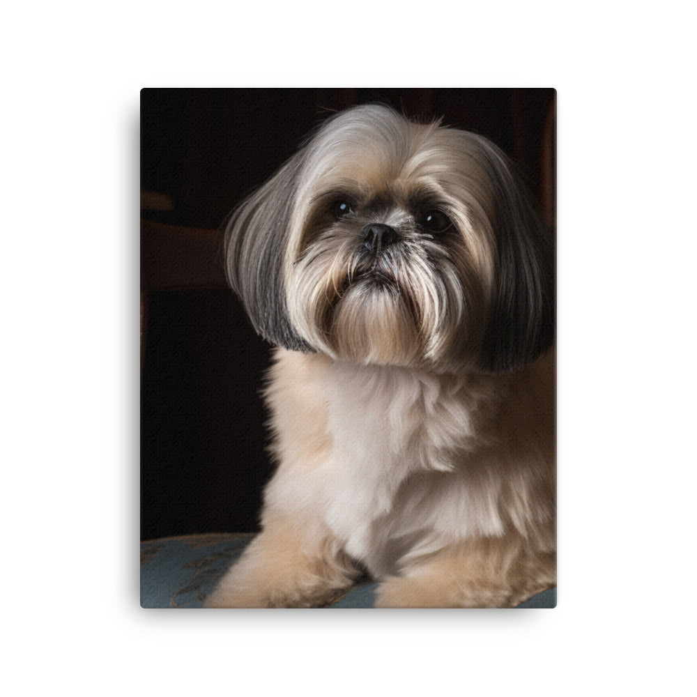 Elegant Shih Tzu Portrait Canvas - PosterfyAI.com