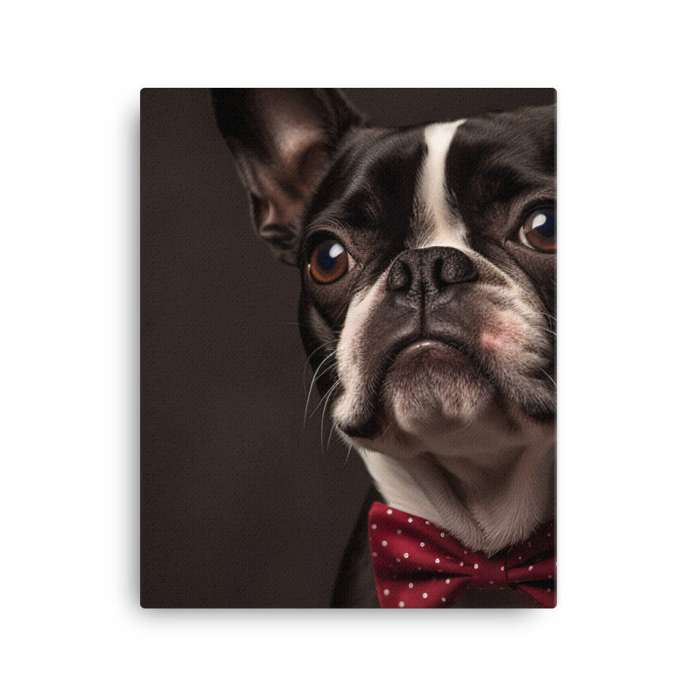 Elegant Boston Terrier Portrait Canvas - PosterfyAI.com