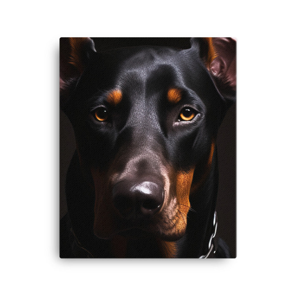 Doberman Pinschers piercing gaze Canvas - PosterfyAI.com