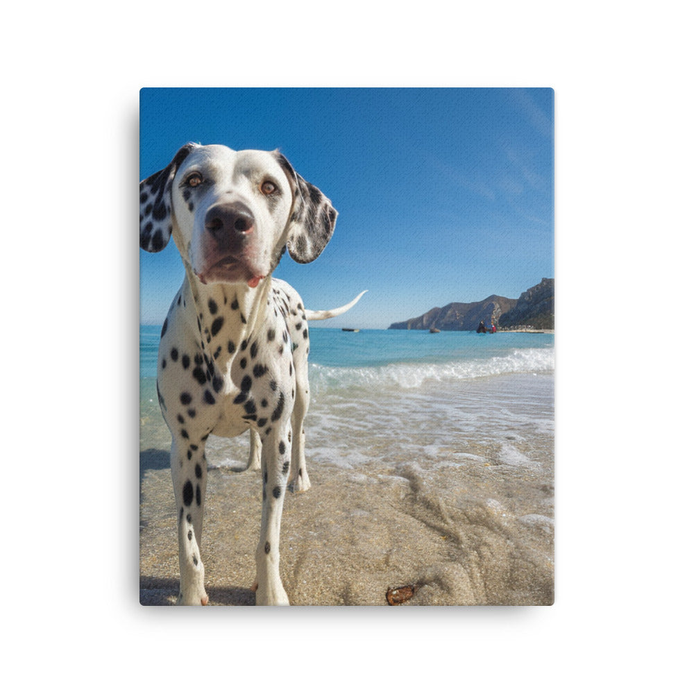 Dalmatian on the Beach Canvas - PosterfyAI.com