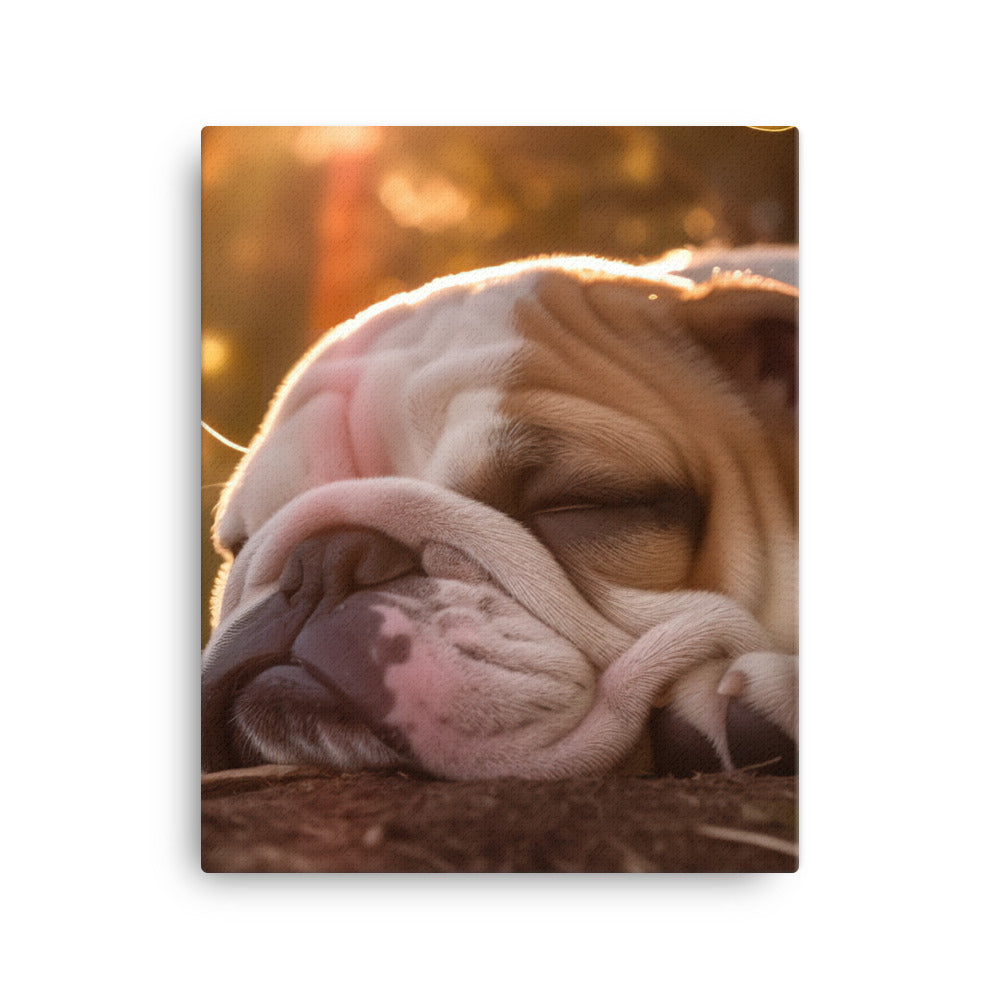 Cute Bulldog in the Sun Canvas - PosterfyAI.com