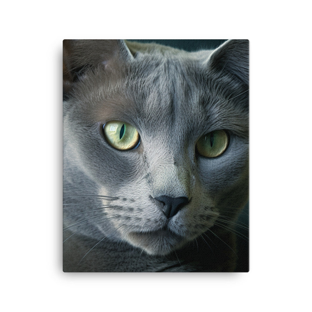 Russian Blue Cat Canvas - PosterfyAI.com