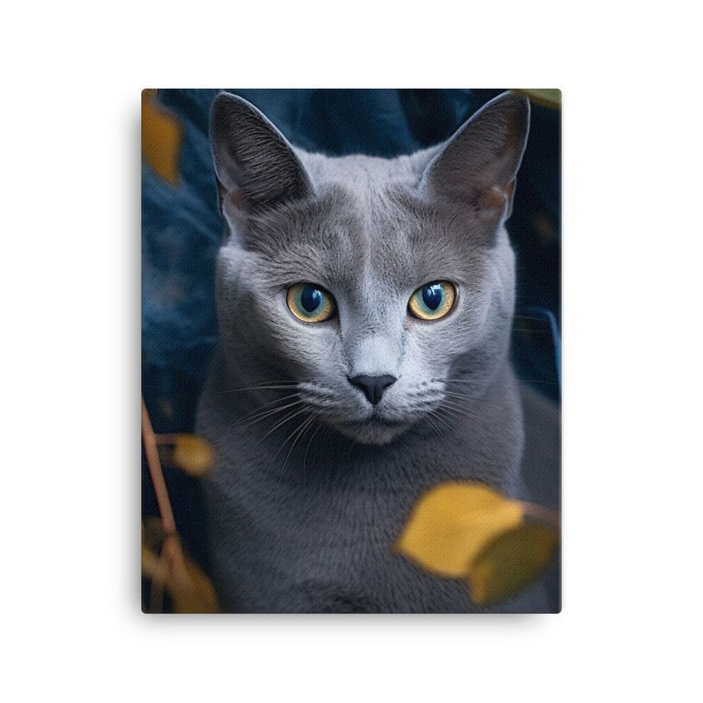 Russian Blue Cat Canvas - PosterfyAI.com