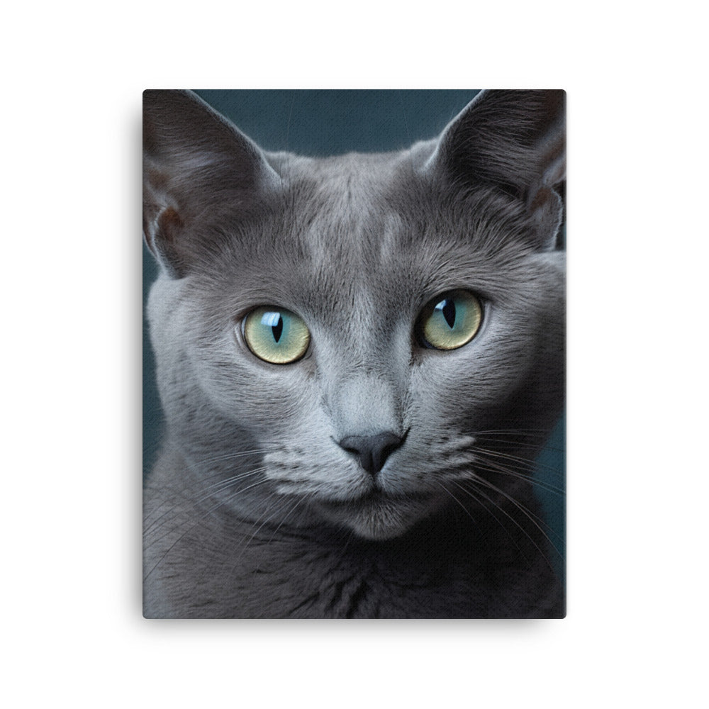Russian Blue Cat Canvas - PosterfyAI.com