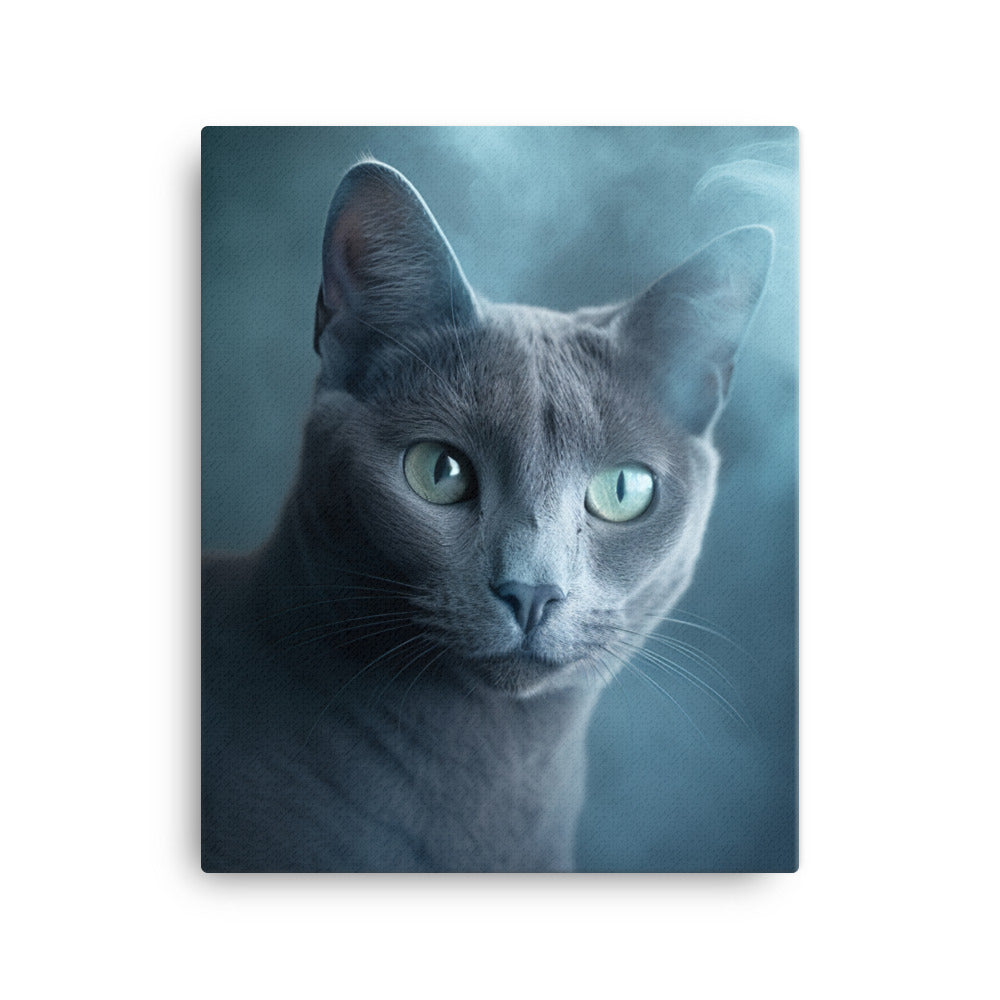 Mysterious World of Russian Blue Cat Canvas - PosterfyAI.com