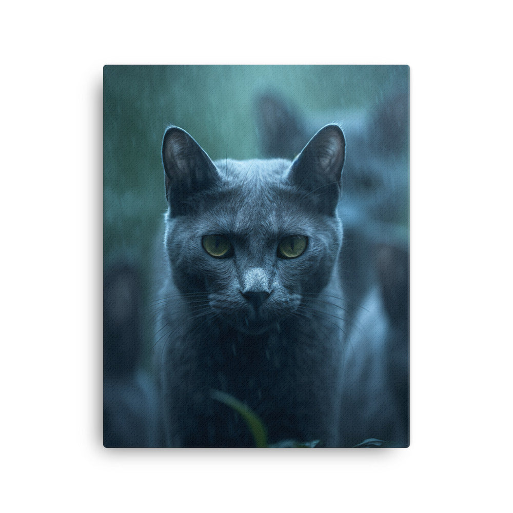 Mysterious World of Russian Blue Cat Canvas - PosterfyAI.com
