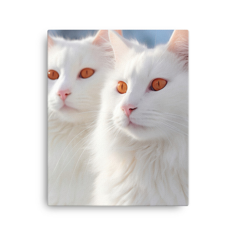 Turkish Van Cat in Winter Canvas - PosterfyAI.com