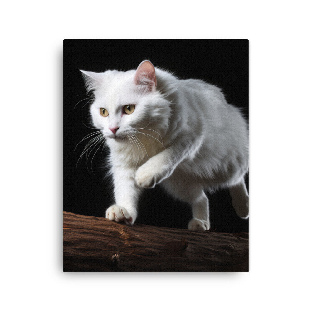 Turkish Van Cat in Action Canvas - PosterfyAI.com