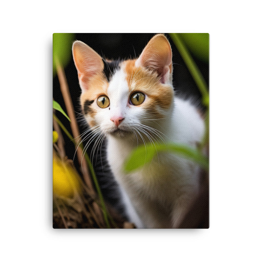 Japanese Bobtail Kitten Canvas - PosterfyAI.com