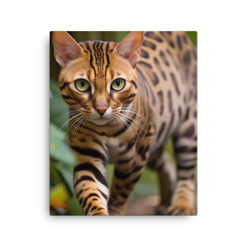 Majestic Beauty of Bengal Cat Canvas - PosterfyAI.com