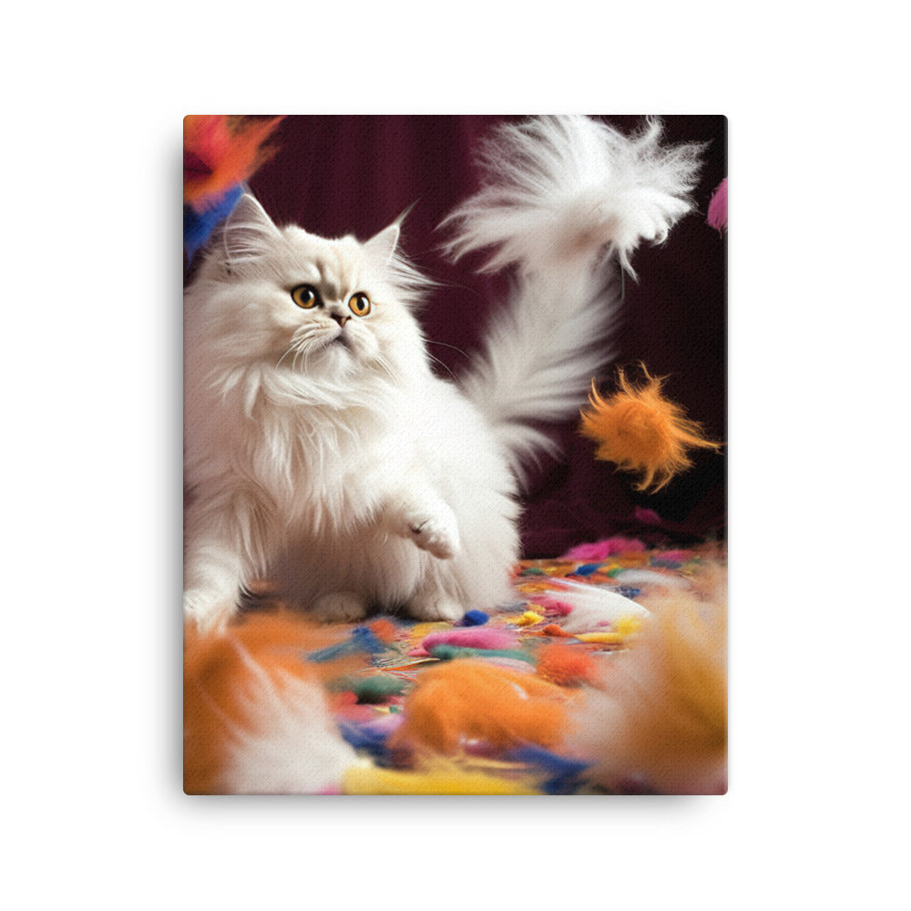 Persian Cat Playtime Canvas - PosterfyAI.com