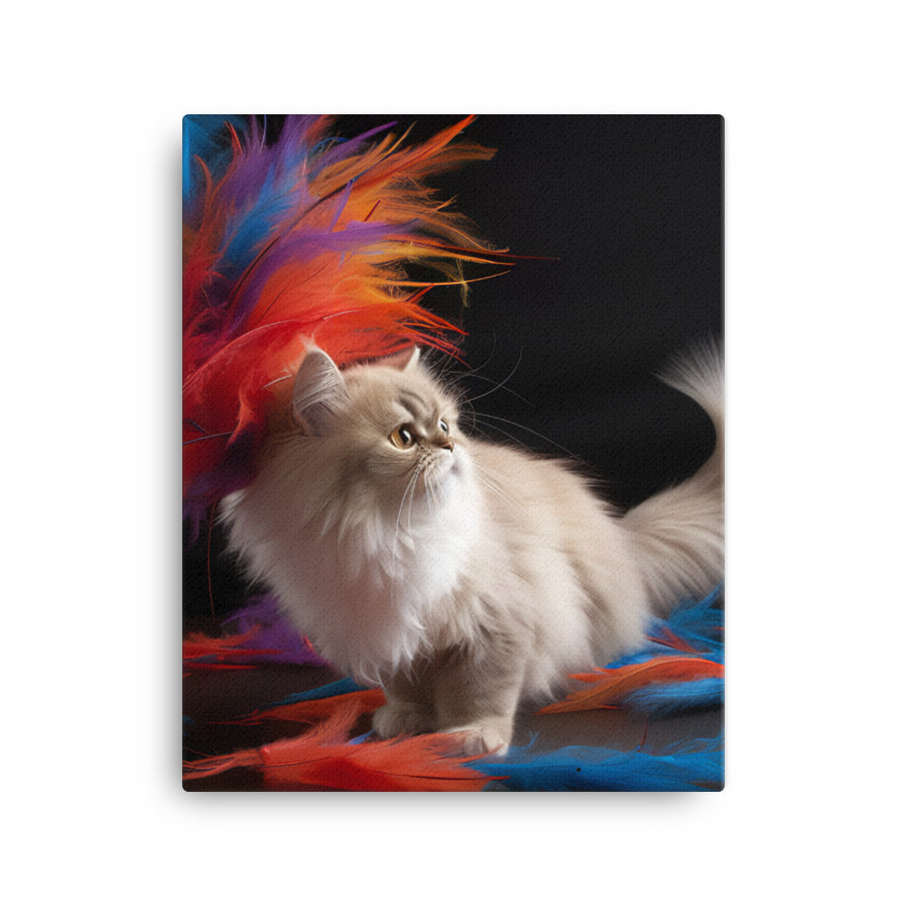Persian Cat Playtime Canvas - PosterfyAI.com