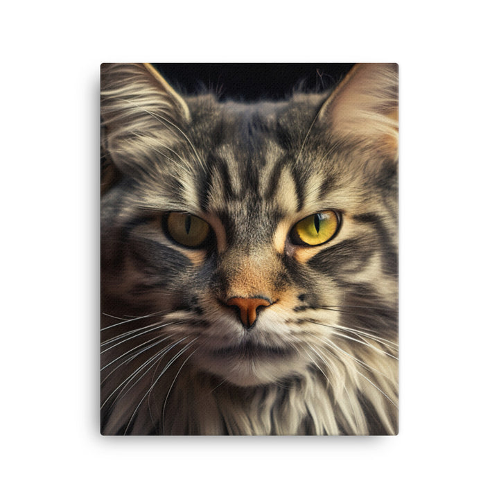 Majestic Maine Coon Portrait Canvas - PosterfyAI.com