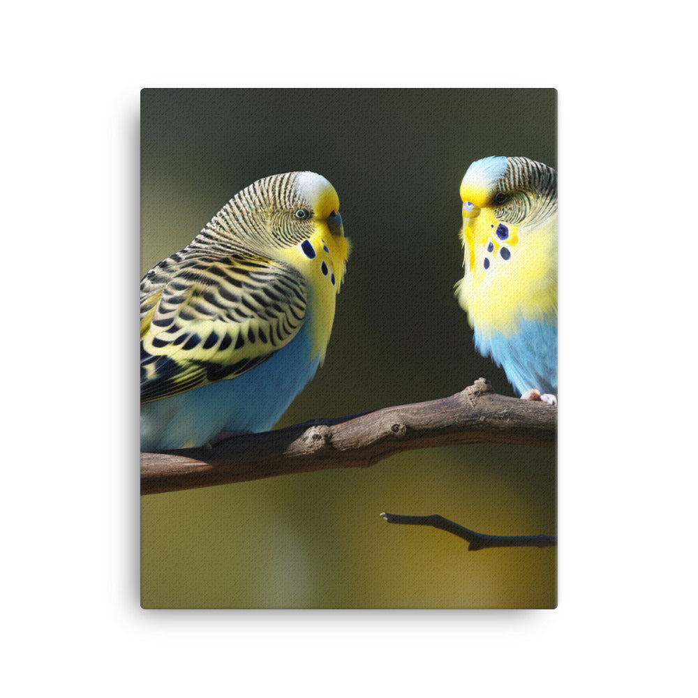 Budgie Pair on a Branch Canvas - PosterfyAI.com