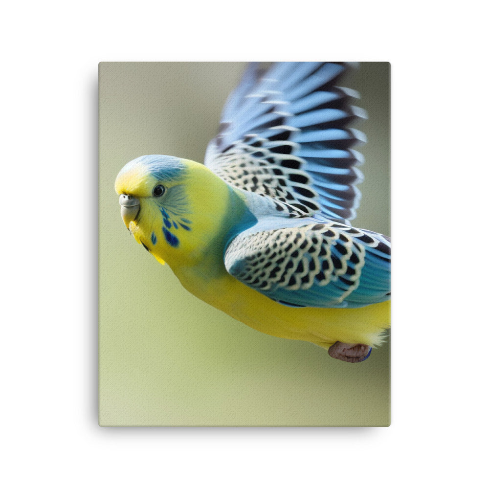 Budgie in Flight Canvas - PosterfyAI.com