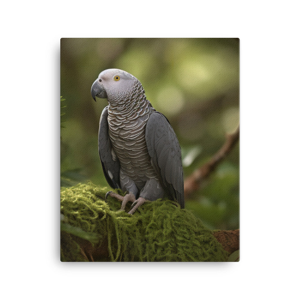 African Grey Parrot in Natural Habitat Canvas - PosterfyAI.com